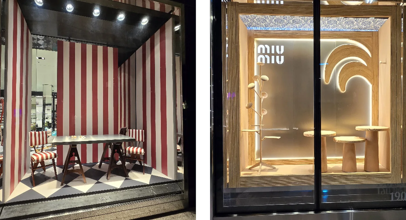 Two concept-driven luxury window displays