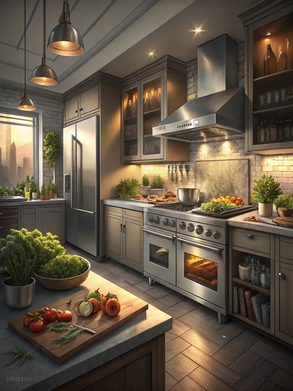 A digital rendering showcasing the proposed design for a kitchen renovation project, highlighting new layouts, materials, and finishes.